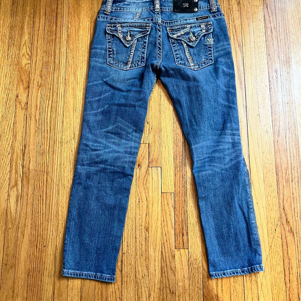 Miss Me Jeans Womens 29 Capri Cropped Bling Western Flap Pocket